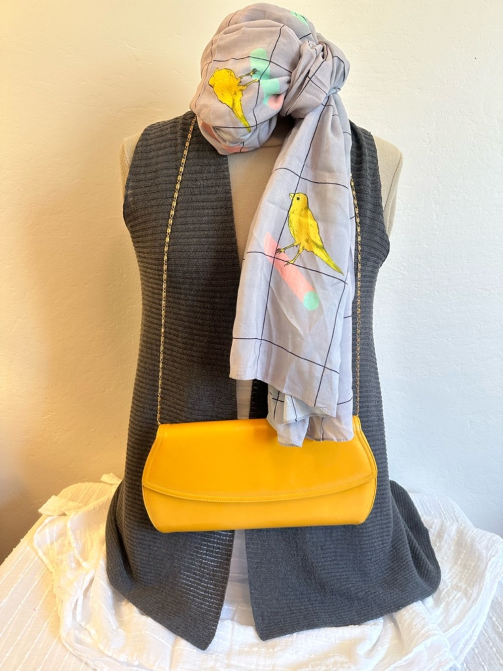 FRENCHY of California Vintage Leather Clutch Shoulder Bag